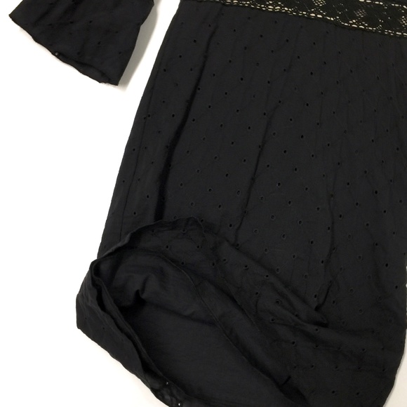 COLLECTIVE CLOTHING Black Cotton Eyelet Dress, S - Picture 8 of 9